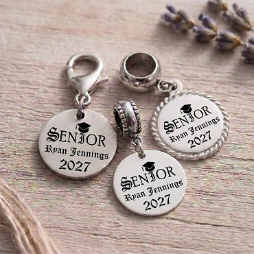 Personalized Senior Graduation Name and Year Custom Charm Bead - Pandora Compatible